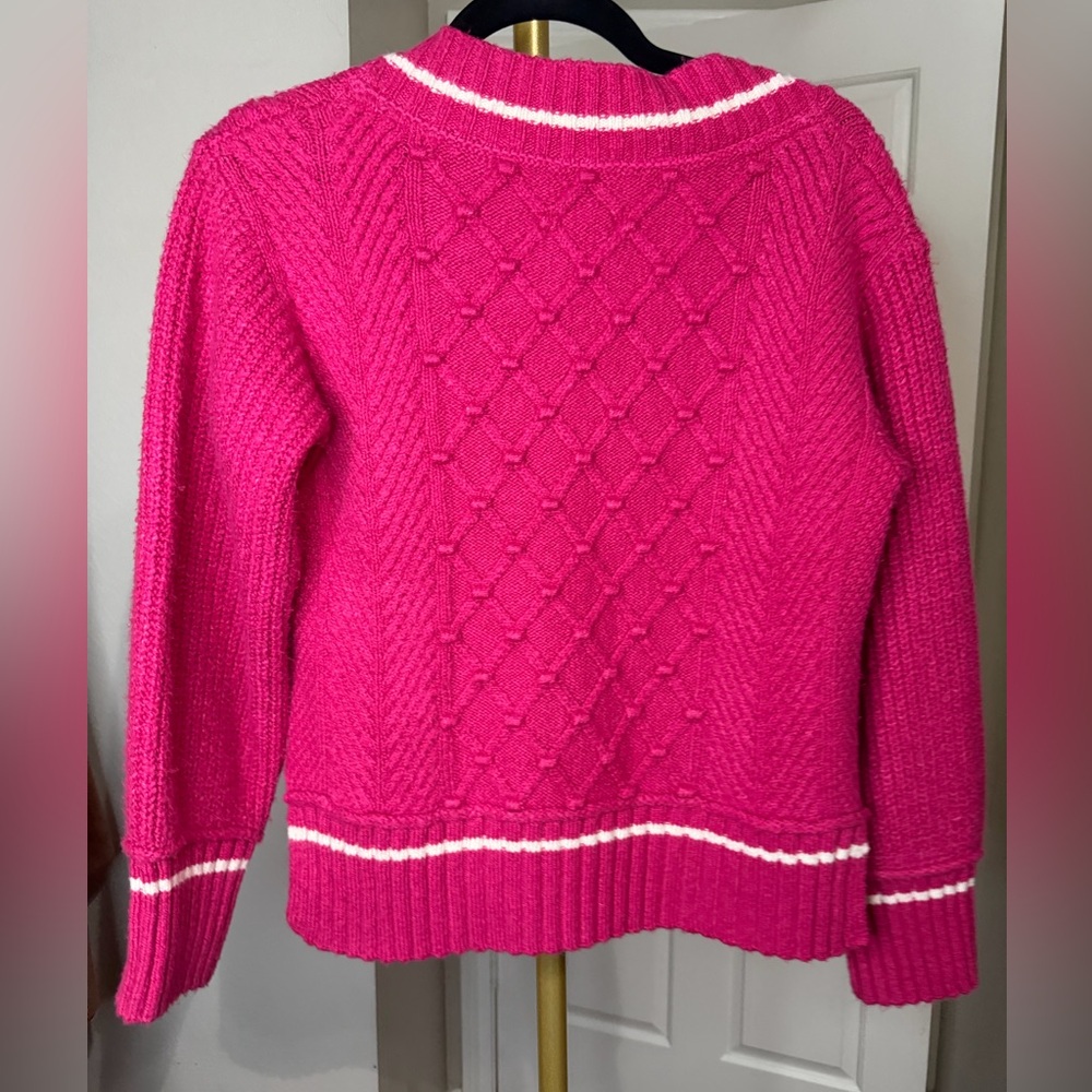 Anthropologie Maeve Fuchsia V-Neck Sweater - Picture 5 of 7